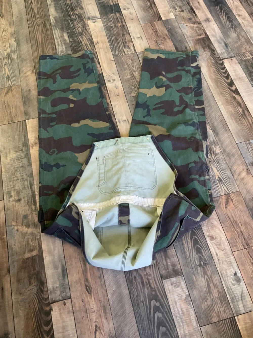 Pointer Vintage 80s Denim Camouflage Bib Overall Dungarees